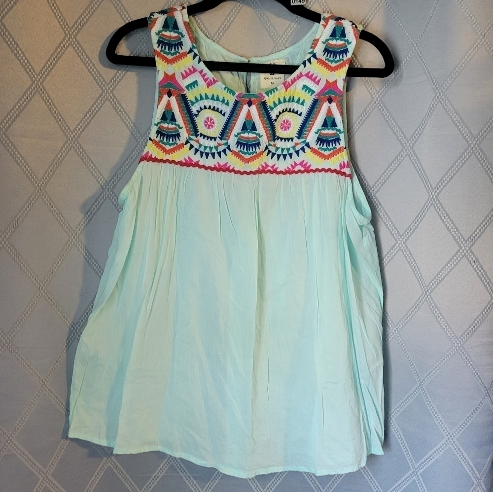 TURQUOISE blue Spade and heart top